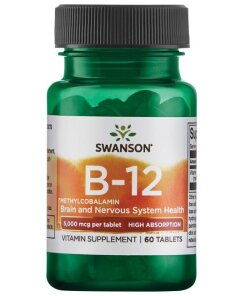 Swanson - Vitamin B12 i metylkobalamin med hög absorption + 5000 mcg - 60 tabletter