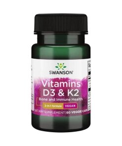 Swanson - Vitamin D3 2000 IE + K2 75 µg + 60 kapslar