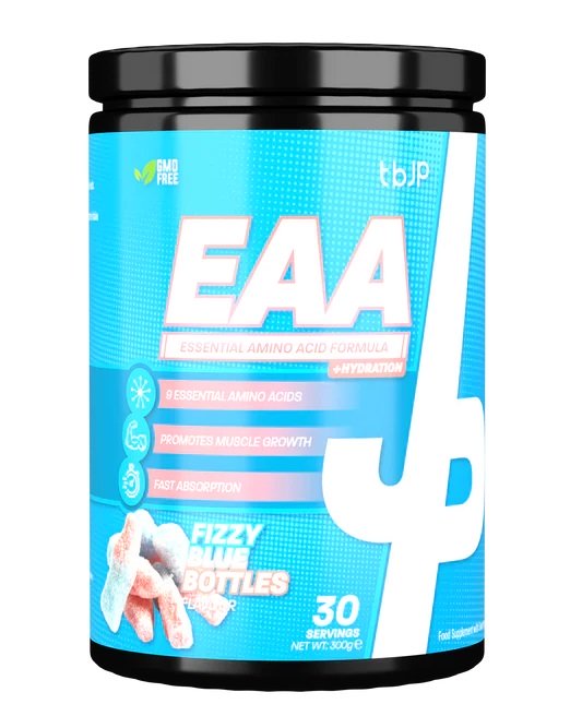 Trained by JP - EAA + Hydration blåa bubbliga flaskor + 300 g