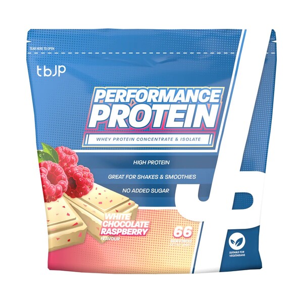 Trained by JP - Performance Protein vit choklad hallonsmak + 2000g