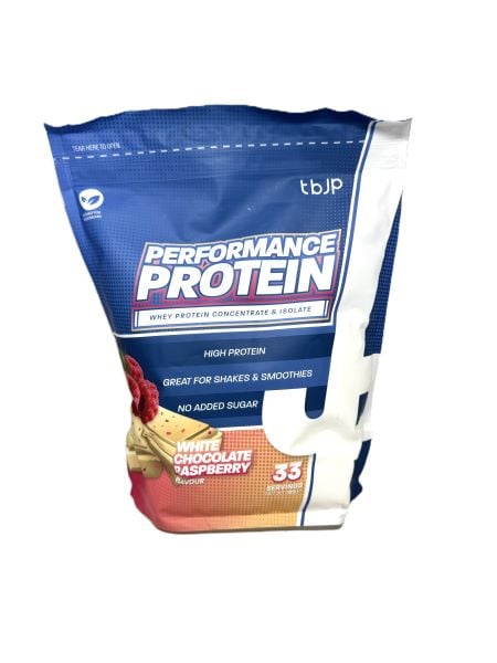 Trained by JP - Performanceprotein Vit choklad och hallon + 1000 g