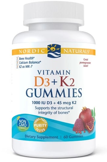 Vitamin D3+K2 Gummies med Granatäpple – 60 tuggtabletter